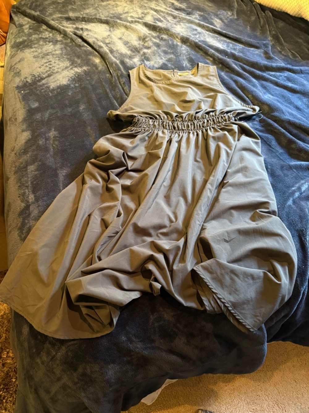 Sleeveless Midi Dress with drawstring waist and POCKETS